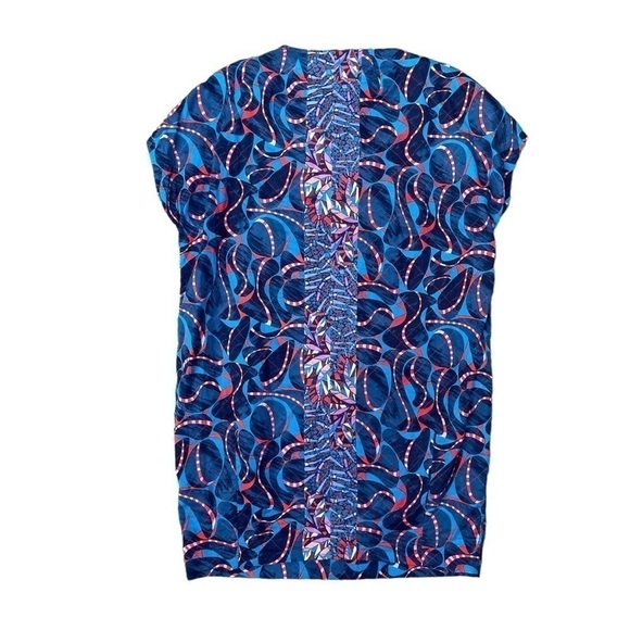 DECOSTER cotton Abstract print Blue Red dress size 38 ( M ) - Picture 4 of 9